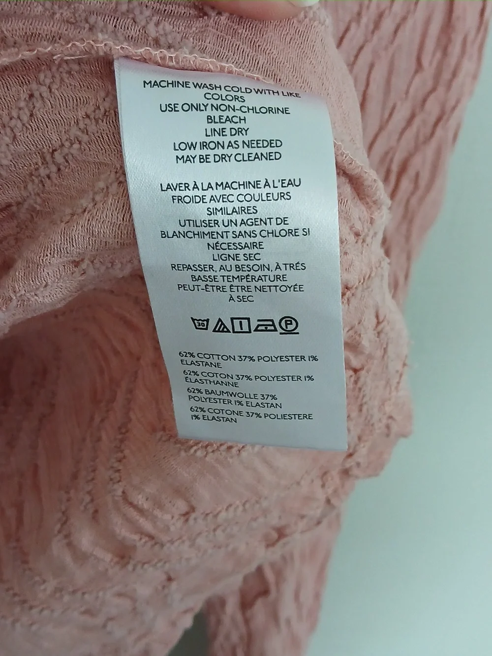 Anthropologie Women's Textured Mock Neck Long Sleeve Baby Pink Top Size Small